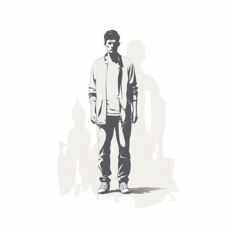 the woman, depicted in a simple line art vector image, stands confidently in a full-body pose, showcasing her elegant figure and subtle facial features, perfect for illustrations, graphics, and designs requiring a minimalist feminine touch. ai generatedの素材