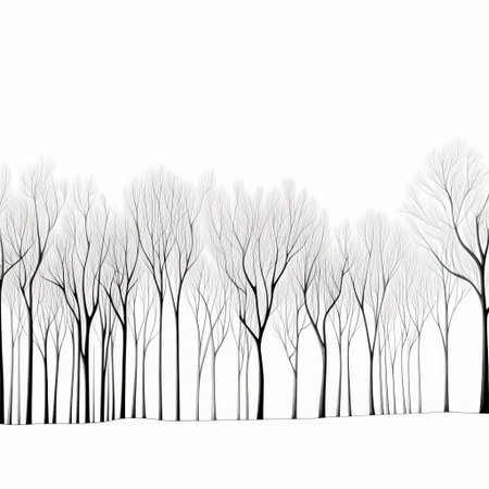 a serene grove stands out against a pristine white background, its lush green foliage and twisted branches forming a continuous line that guides the viewer's eye through the tranquil scene, evoking feelings of peace and harmony in nature photography. ai generatedの素材