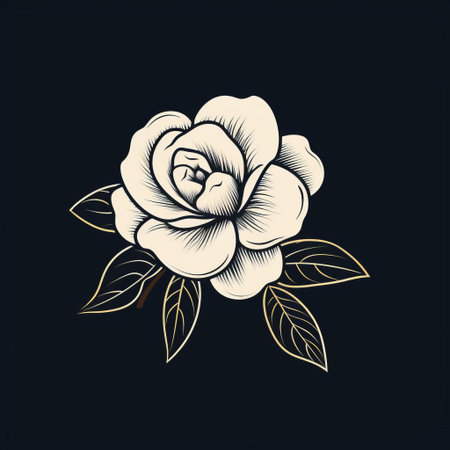 gardenia blooms beautifully in this vector graphic illustration, showcasing its delicate white petals and glossy green leaves in a stunning linear and minimalistic design, perfect for modern botanical art, floral patterns, and elegant decorations. ai generatedの素材