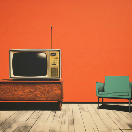 the media room, a serene space for relaxation, is beautifully captured in this minimalist monotype print, featuring a retro-inspired aesthetic with vintage tones and clean lines, evoking a sense of nostalgia and simplicity, perfect for those who appreciate understated elegance and retro decor. ai generatedの素材