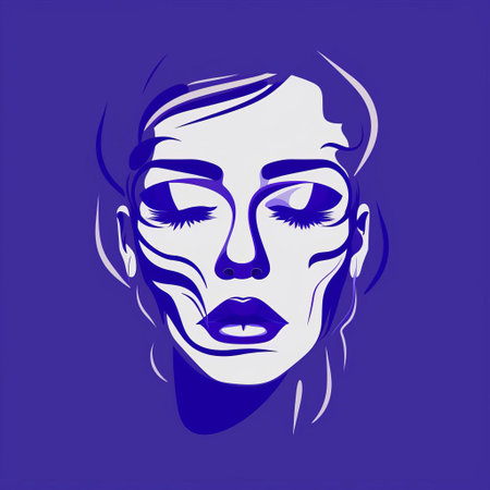 violet, a delicate and charming female face, is beautifully illustrated in a simple line art vector image, showcasing her elegant features, subtle facial expression, and vibrant purple hue, perfect for designs requiring a touch of sophistication and whimsy. ai generatedの素材