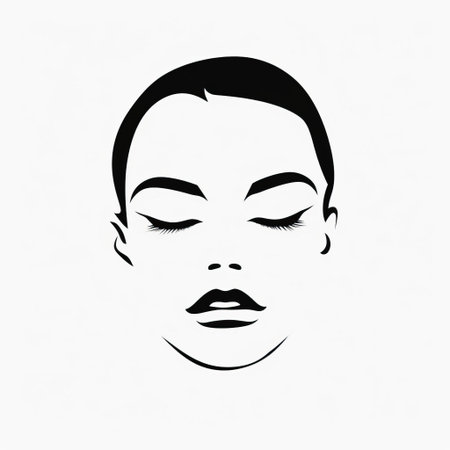 the woman's face is elegantly depicted in a simple line art vector image, showcasing her delicate features and subtle expressions, perfect for minimalist designs, illustrations, and digital art projects that require a touch of sophistication and femininity. ai generatedの素材