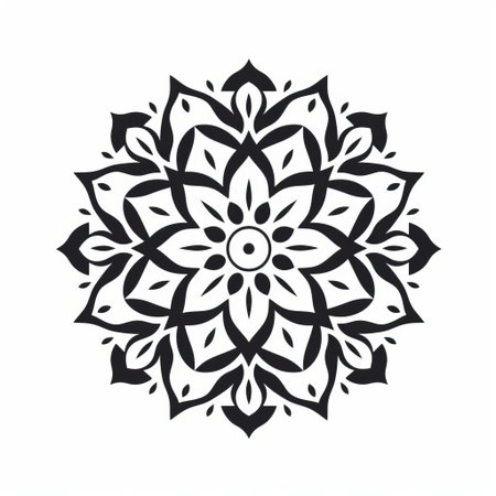 the mandala, an iconic symbol of intricate patterns, stands out against a clean and minimalistic white background, showcasing its beauty and complexity, perfect for those who appreciate sacred geometry, spiritual art, and meditation-inspired designs. ai generatedの素材