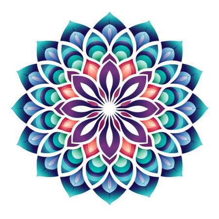 the mandala, an intricate art icon, sits elegantly on a pristine white background, showcasing its mesmerizing pattern in a stunning display of minimalistic design, perfect for those who appreciate the beauty of simplicity and the symbolism of this ancient spiritual symbol. ai generatedの素材