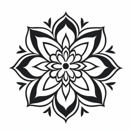 the mandala, an intricate flower icon, stands out against a clean minimalistic white background, showcasing its delicate patterns and symmetrical design, perfect for meditation, yoga, and spiritual practices, adding a touch of elegance to any room's decor. ai generatedの素材