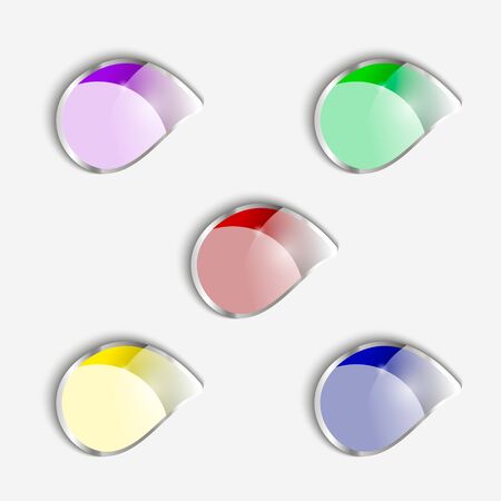Color buttons. Round realistic buttons for the site. Elements for decoration glossy buttons in metal frame. Illustrationの写真素材