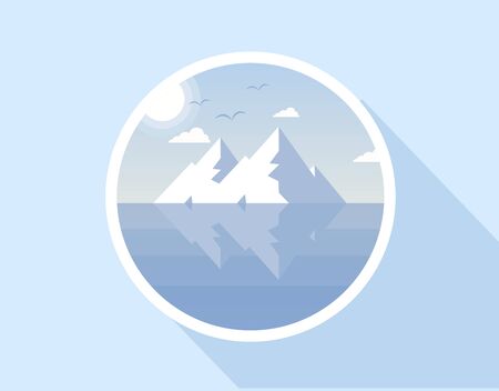 Flat nature icon. Round icon of nature with a landscape. Beautiful icon in modern style. Illustrationの写真素材