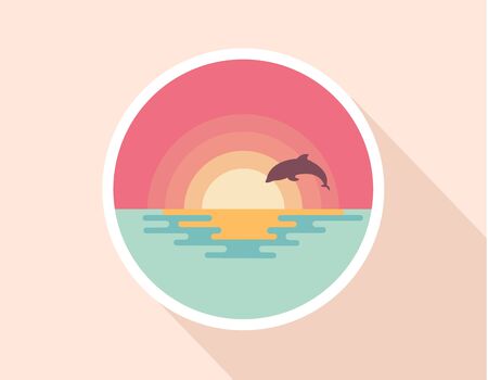 Flat nature icon. Round icon of nature with a landscape. Beautiful icon in modern style. Illustrationの写真素材