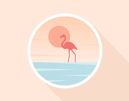 Flat nature icon. Round icon of nature with a landscape. Beautiful icon in modern style. Illustrationの写真素材