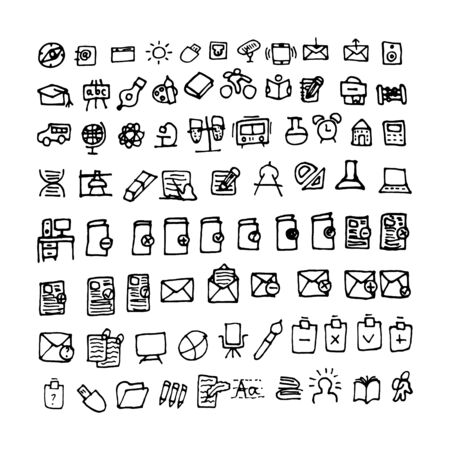 Doodle education icons. Hand-drawn education icons. Illustrationの写真素材