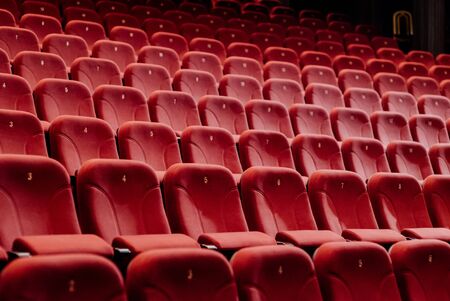 close up of empty theater or opera, chairs in the theaterの写真素材
