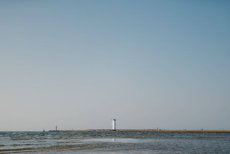 view of clouds of seashore and sand, view of see.の写真素材