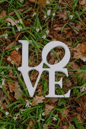 love letters inscription on groundの写真素材