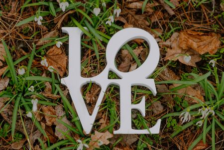 love letters inscription on groundの写真素材
