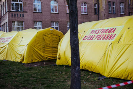 Field tents against Hospital in Nysa city, 14.03.2020, Nysa, Poland