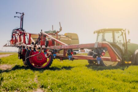 View of Tractor Ready to Spraying Herbicides.の写真素材