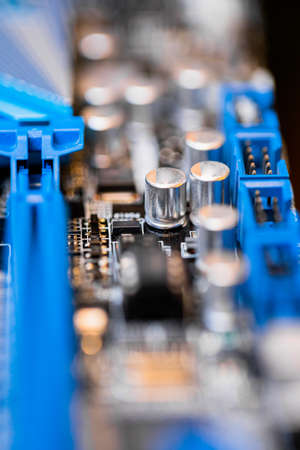 PC Motherboard with Chips, Transistors and Microprocessors