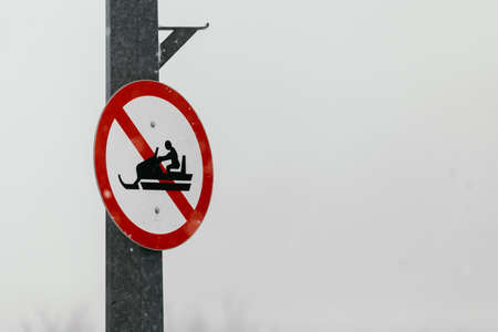 prohibition signs on ski slopeの写真素材