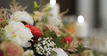 Flowers on table - beautiful flowers.の写真素材