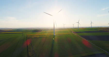 RENEWAL ENERGY - Wind Turbines In Agricultural Fieldsの写真素材