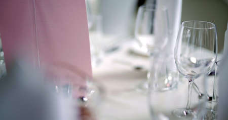 decorated table for a wedding dinnerの写真素材