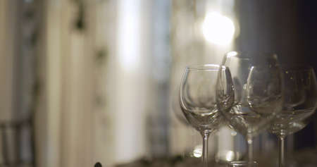 decorated table for wedding dinnerの写真素材
