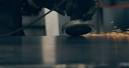 Worker Welding Steel At Metal Industry Metalwork Sparks