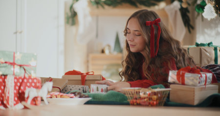 Woman Portrait Christmas Xmas Time Posingの写真素材