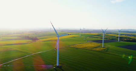 Windturbines aerial footage