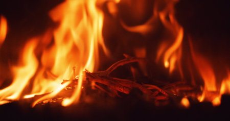 fire flame burning a bonfire or fireplace at home