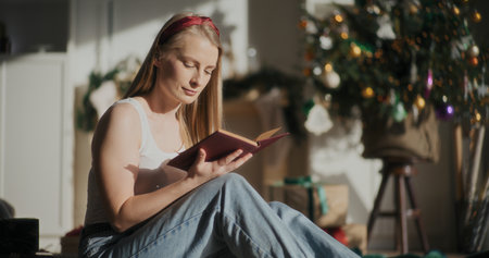 Reading Book Portraitの写真素材