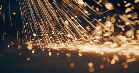 Grinding Metal Sparks Steel Cutting At Industrial Workshopの写真素材