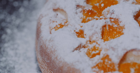 Traditional Fruit Cake on Plate Rotating.の写真素材
