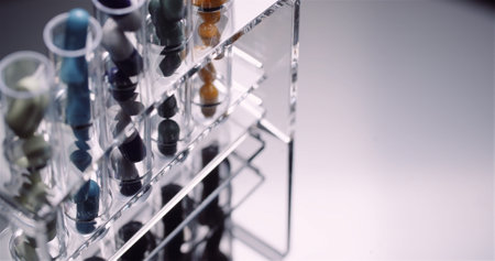 Test Tubes Filled with Pills and Drugsの写真素材