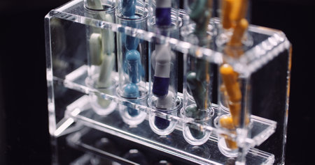 Test Tubes Filled with Pills and Drugsの写真素材