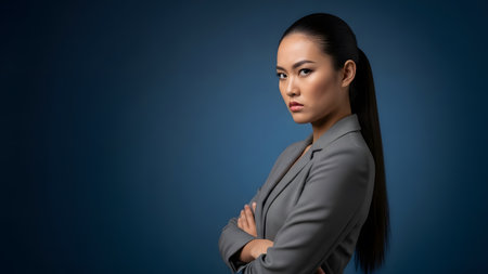 Disapproving Woman With Ponytailの素材