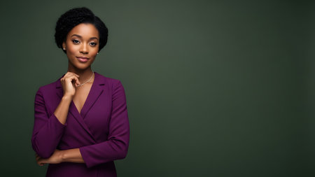 Sophisticated African American Woman in Purple Dressの素材