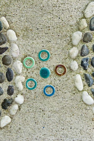 Modern art  with stones used as components in a wall