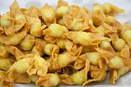 Fried  spring rolls on the paperの写真素材