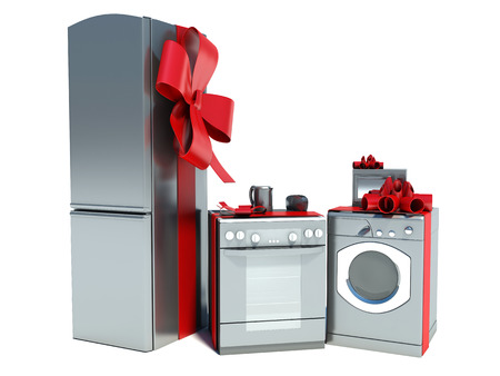 Home appliance with ribbonsの写真素材