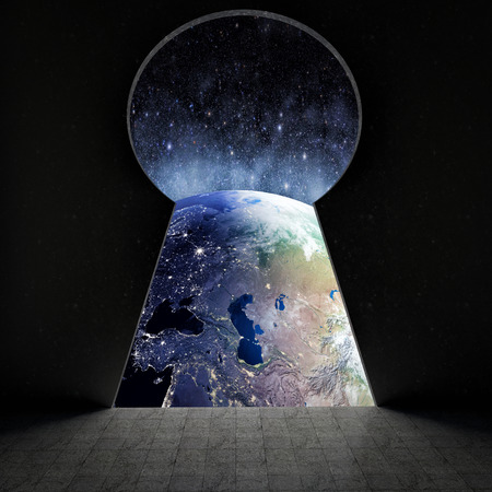 Keyhole looking down to planetの写真素材