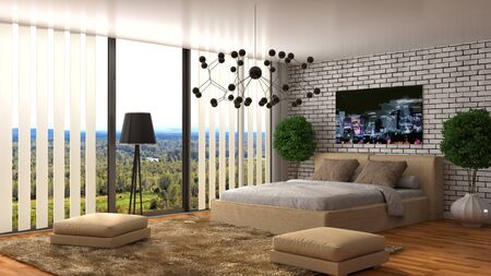 Bedroom interior. 3d illustration
