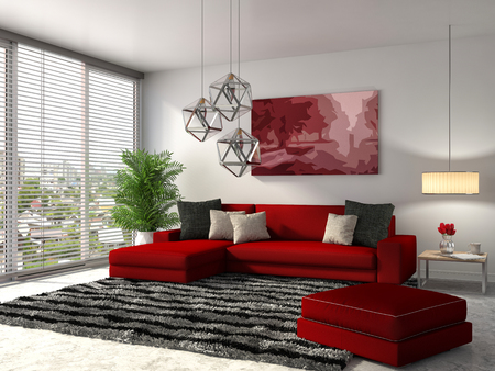 interior with sofa. 3d illustration