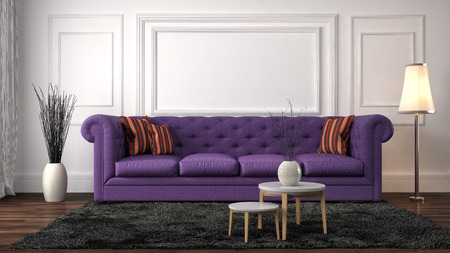 interior with sofa. 3d illustration