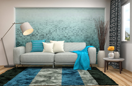 interior with sofa. 3d illustrationの写真素材