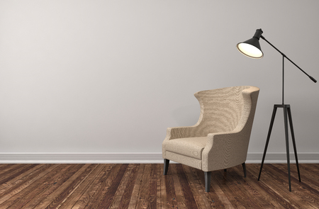 interior with chair. 3d illustrationの写真素材