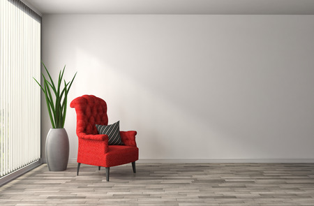 interior with chair. 3d illustrationの写真素材