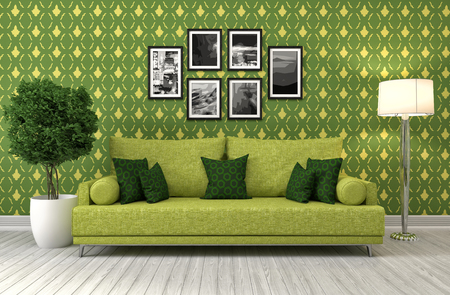 interior with sofa. 3d illustrationの写真素材