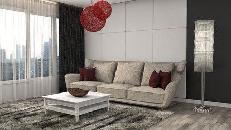 interior with sofa. 3d illustration