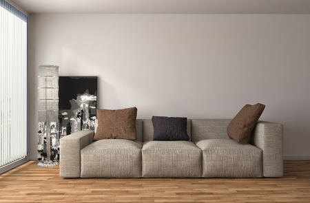 interior with sofa. 3d illustrationの写真素材